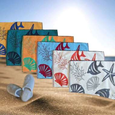 Paket 4 Pcs Keset Handuk Motif Tebal Premium Ukuran 40 x 60 Cm Tebal Gramasi 825 Gsm Sea Creature