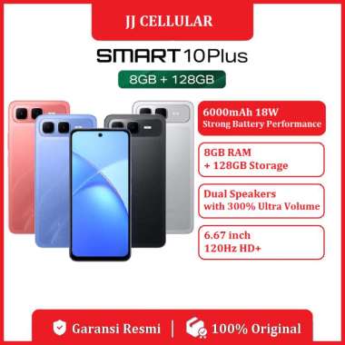 Infinix Smart 10 Plus Ram {8GB/128GB} Up to 16GB Extended RAM, 6.67 inch 120Hz HD+, T7250, 6000 mAh 