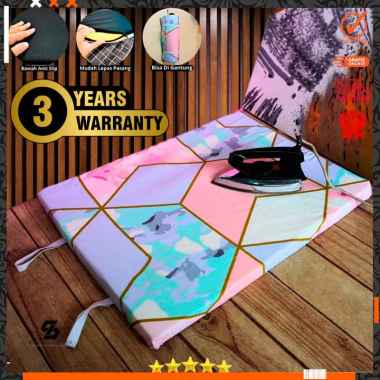 Alas Setrika Lipat Jumbo 100x50x3cm Motif Minimalis Aesthetic Cover Isi Busa Marbel Pink