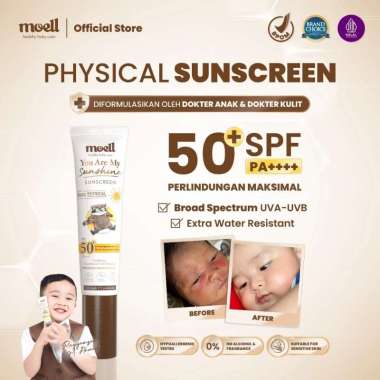 Moell Physical Sunscreen Anak dan Bayi SPF 50 PA ++++ 30 ml Water Resistant Anti UV Shield Baby SunB