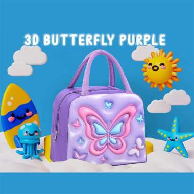 Goto Pikabo Lunch Bag Tas Bekal Makanan Tempat Makan Anak Sekolah 3D BUTTERFLY PURPLE