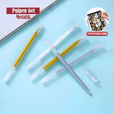 OEM SK-A85 Pulpen Gel Metalik Gold 1MM / Pulpen Warna Warni Gold Colour Gel Pen Gold / Metallic Ball