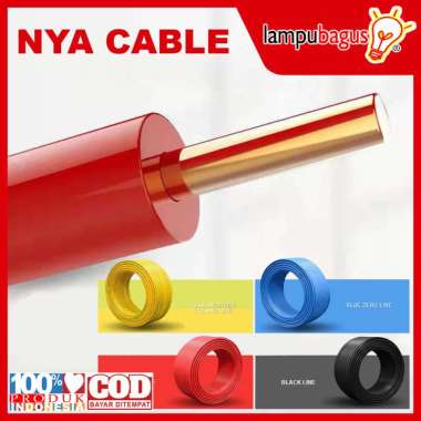 Kabel Listrik NYA / Kabel Kawat NYA 1.5mm 2.5mm Kabel Tembaga Asli 50 Yard Full 1x2.5 mm Hitam