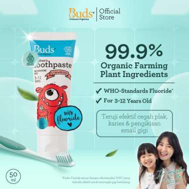 Buds Organics Toothpaste With Fluoride 3-12 Thn - Pasta Gigi Odol Bayi dan Anak Peppermint