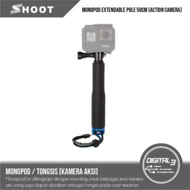 Tongsis monopod extendable pole Selfie Stick Action Camera GoPro Xiaomi 20-50cm plus strap