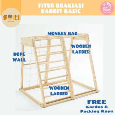Suri Playground Anak Brakiasi Rabbit Kayu Ayunan Perosotan Tangga Tali Gantung Panjat Premium Rabbit