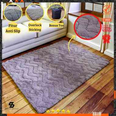 Karpet bulu Quilting anti slip premium mewah ukuran jumbo 200x160cm 180x140cm Maroon