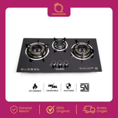NIKO Kompor Gas Kaca 3 Tungku Reflection Pro Phantom Kompor Gas Tanam