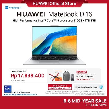 HUAWEI MateBook D 16 Laptop | 16GB + 1TB | Up to Intel Core i9-13900H | 70Wh Battery Intel i9 EWS