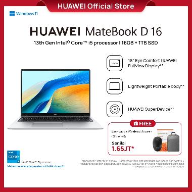 HUAWEI MateBook D 16 Laptop | 16GB + 1TB | Up to Intel Core i9-13900H | 70Wh Battery Intel i5