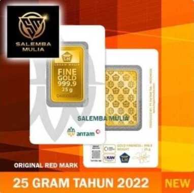 Emas Antam 25 Gram Logam Mulia Red Mark Sertifikat LM Terbaru Batangan