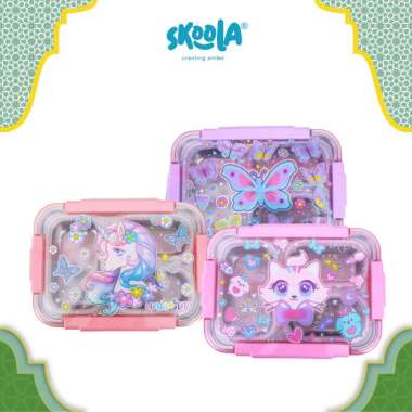 Skoola Kotak Bekal Lunch Box Tempat Makan Stainless Steel Anak Perempuan Laki - Laki Lucu - Umami UN