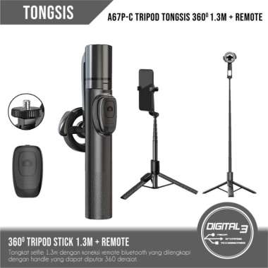 A67P-C Tripod Tongsis Selfie Stick 360° Magnetic HP Holder 1.3M Remote