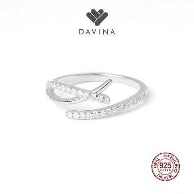 DAVINA Ladies Ziva Ring Sterling Silver 925 - Cincin Wanita Perak S925 Silang Silver