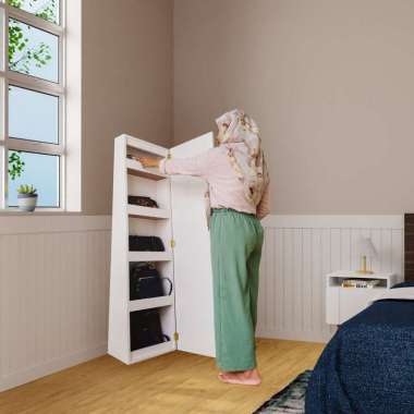 Adapta Kaca Lemari Tas Standing Mirror Aestetic - Lemari Tas Minimalis Cermin Berdiri dengan Lampu L