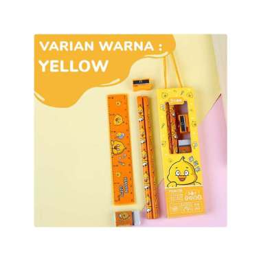 Goto Weisen Set Paket Alat Tulis Penghapus Serutan Pensil Penggaris YELLOW