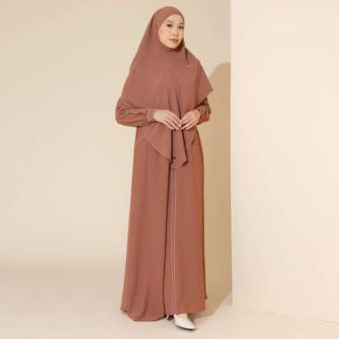 Lozy Hijab - Humaya Abaya Set (Dress Abaya Umroh Set Kerudung) Brown Sugar