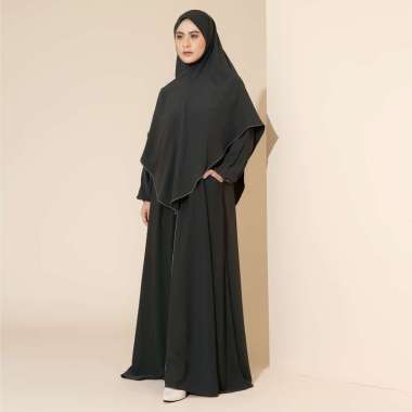 Lozy Hijab - Humaya Abaya Set (Dress Abaya Umroh Set Kerudung) Charcoal
