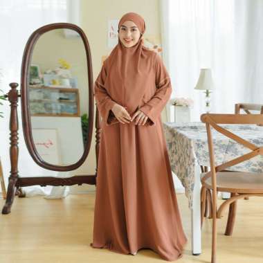 Lozy Hijab - Sahla Abaya Set (Gamis Umroh Haji Abaya Set Kerudung) Sienna