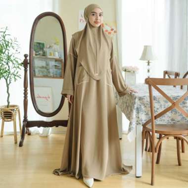 Lozy Hijab - Sahla Abaya Set (Gamis Umroh Haji Abaya Set Kerudung) Natural