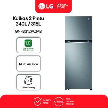 LG GN-B312PQMB Kulkas 2 Pintu 315L Dark Graphite Steel dengan Smart Inverter Compressor