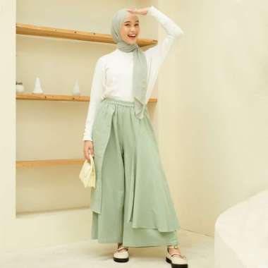 Lozy Hijab - Meelva Pants (Celana Kulot Linen) Green Mint
