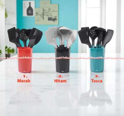Kris Chef Kitchen Utensil Set 8pcs Peralatan Memasak Masak Spatula Centong Silikon Sendok Soup Kuas 