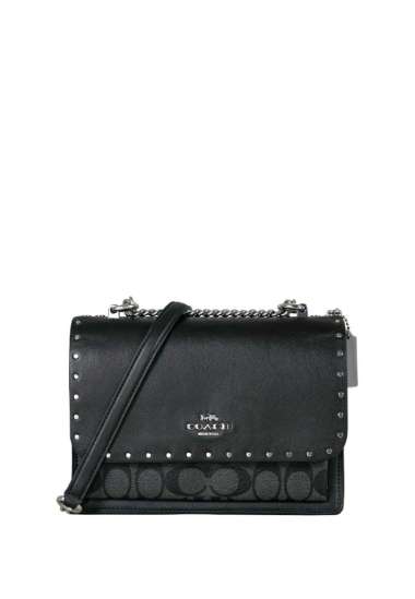 COACH Klare Crossbody In Signature Canvas With Rivets Graphite Black