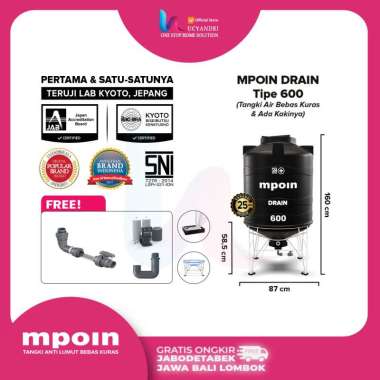 Toren Air 550 L Mpoin 600 Drain Tangki Air Mpoin Plus 550 L Tandon Hitam