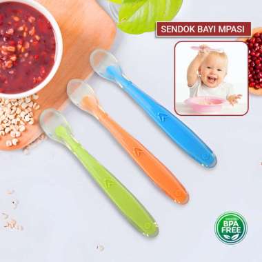 OEM SK-C1026 Sendok Bayi MPASI Bahan Silikon Lentur Peralatan Makan Bayi BPA FREE / Baby Spoon Sendo