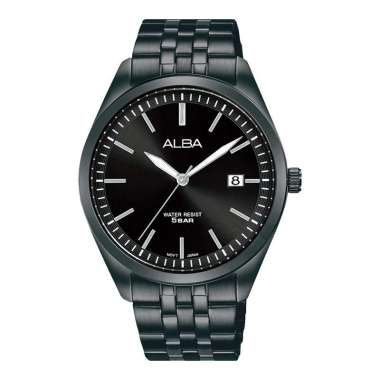 Jam Tangan Pria Alba Prestige AS9S03X1 Men Black Dial Black Stainless Steel Strap