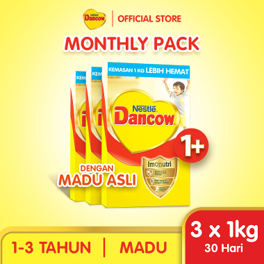 [3 Pcs] Nestle Dancow 1+ Susu Pertumbuhan Rasa Madu 1-3 tahun Box 1 Kg