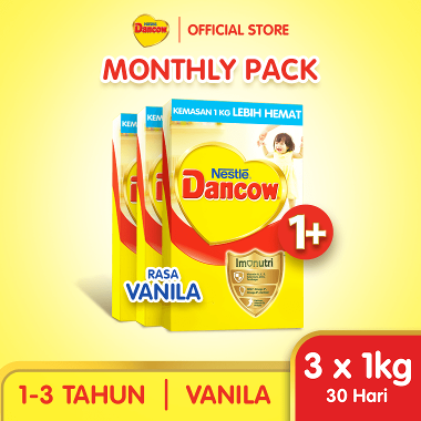 [3Pcs] Nestle Dancow 1+ Susu Pertumbuhan Rasa Vanila 1-3 tahun Box 1 Kg