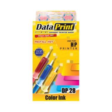 Data Print DP 28 Color / DP 27 Black Tinta Refill for Cartridge Printer HP Original DP 28 COLOR