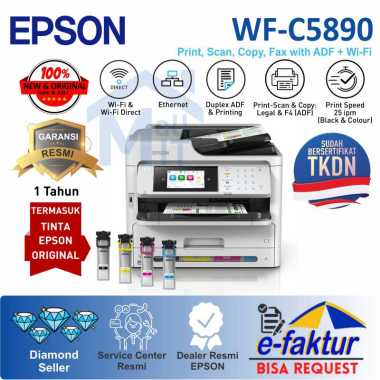 Printer EPSON WF-C5890 C5890 Duplex ADF Wifi LAN Pengganti C5790 Resmi C5890 + TINTA