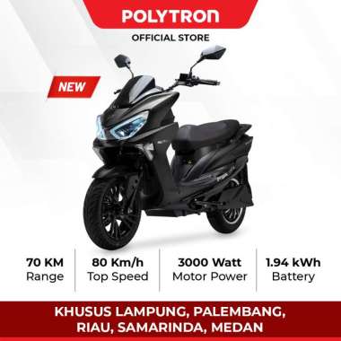 (Bantuan Pemerintah) Polytron Fox S Electric Sepeda Motor Listrik - OTR (Lampung, Palembang, Pekanbaru, Medan dan Samarinda) MIDNIGHT BLACK