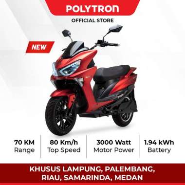 (Bantuan Pemerintah) Polytron Fox S Electric Sepeda Motor Listrik - OTR (Lampung, Palembang, Pekanbaru, Medan dan Samarinda) Crimson Red