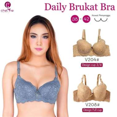 Chelyne BH Wanita V204 / V208 Super Jumbo - Full Cup Bra Full Brukat Dengan Kawat Penyangga - Big Si