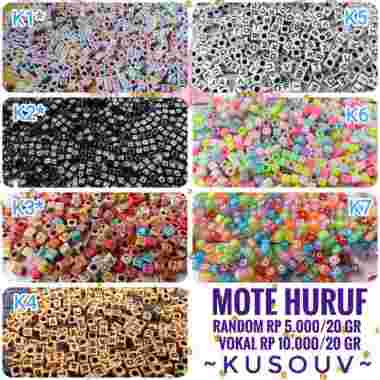 Mote Huruf/Manik-Manik Huruf Angka/Mote Angka/Bisa Request Paket Mote Huruf Vokal