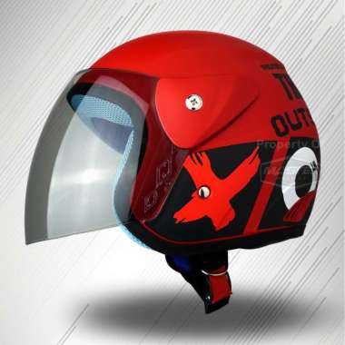HELM EVOLUTION OUTSIDE BLACK DOFF HALF FACE MODEL GM EVO- RED BLACK DOFF