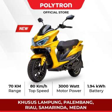 Polytron Fox S Electric Sepeda Motor Listrik - OTR (Lampung, Palembang, Pekanbaru, Medan dan Samarinda) BumbleBee Yellow