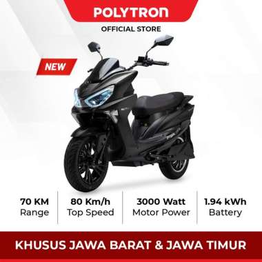 Polytron Fox S Electric Sepeda Motor Listrik - OTR (Lampung, Palembang, Pekanbaru, Medan dan Samarinda) MIDNIGHT BLACK