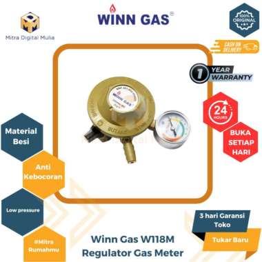 Winn Gas W118M Regulator untuk Selang Gas dengan Meter Gold
