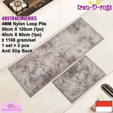 Tren-D-rugs Keset kaki motif abstrak modern alas lantai dapur panjang anti slip 1 set isi 2pcs - NMs