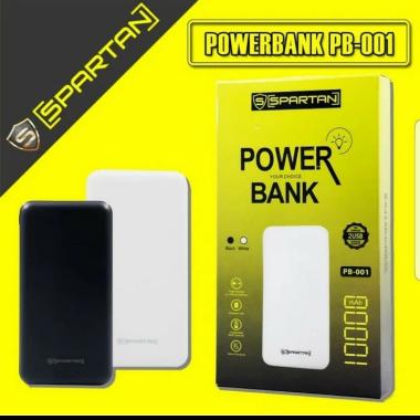 Powerbank SPARTAN PB-001 Powerbank 10000mAh Premium Dual USB Ports Powerbank Garansi/Powerbank Original/Powerbank Murah Black