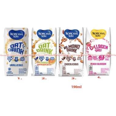 Tropicana Slim 190ml Oat Drink Vanillicious Japanese Chocolicious Sugar Free Low fat Susu Cair Bebas
