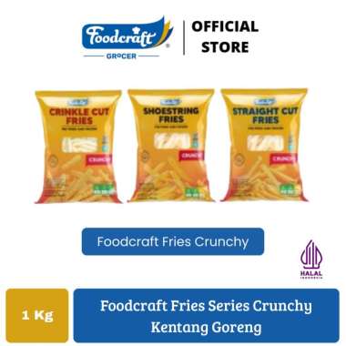 Foodcraft French Fries Series Kentang Goreng Aneka Bentuk Frozen 1kg Crunchy Shoestring Fries