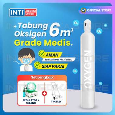 Tabung Oksigen Set 6m3 (+ Trolley + Regulator ) | Tabung Oxygen
