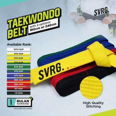 SVRG. Belt Taekwondo - Sabuk Taekwondo - Sabuk Bela Diri Taekwondo Karate 240 cm | Black