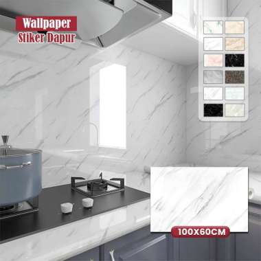 SK-C1041 Wallpaper Stiker Dapur Uk 100x60cm Anti Minyak Motif Marmer Glossy / Stiker Dinding Anti Ai